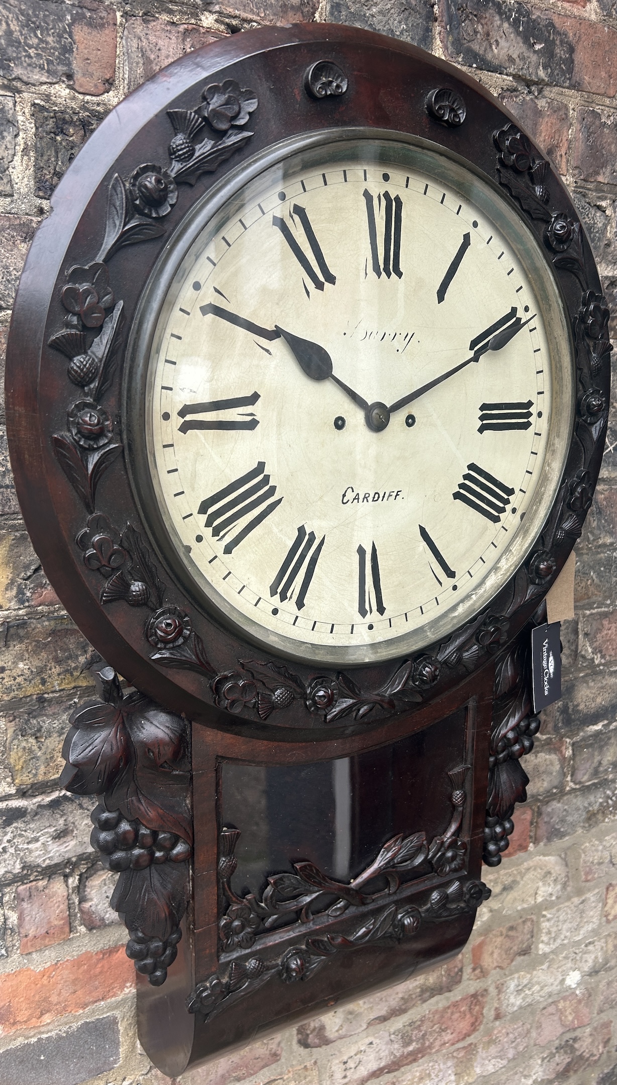 Fabulous Welsh Victorian Rosewood Carved Twin Fusee Drop Dial Clock – Ca 1860 - Image 7
